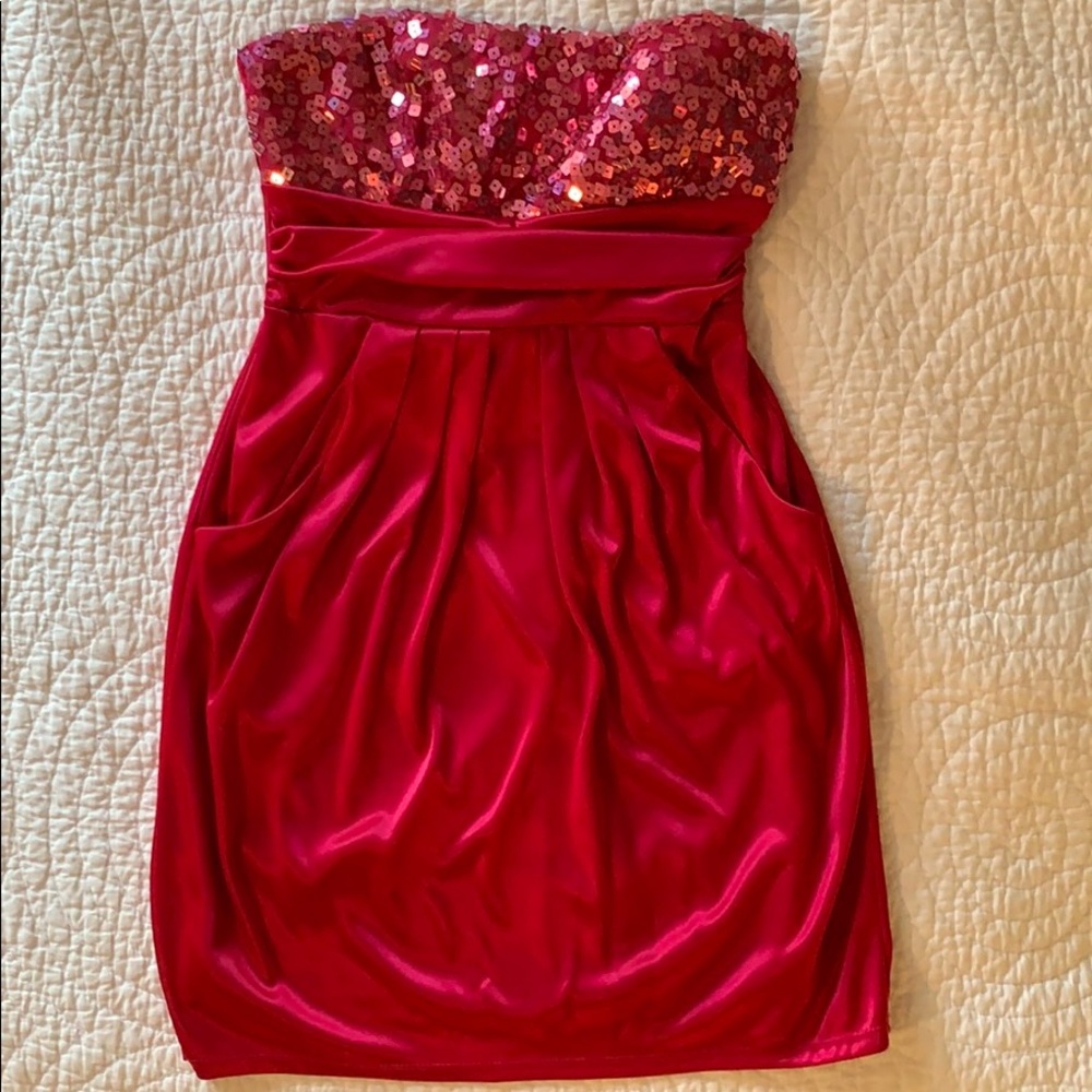 Pink strapless prom dress